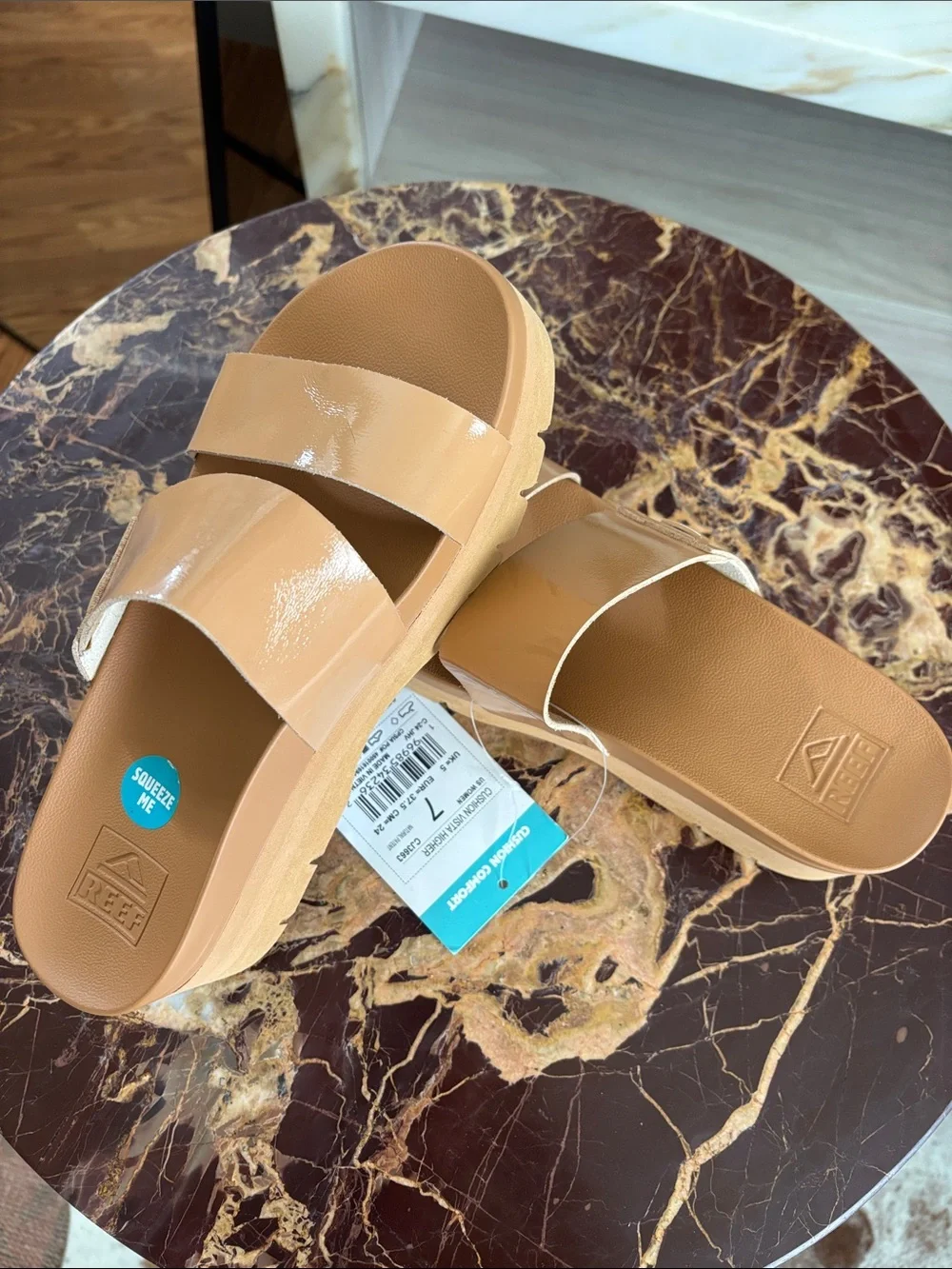 Reef Women's Dual-Strap Wedge Slide — Tan